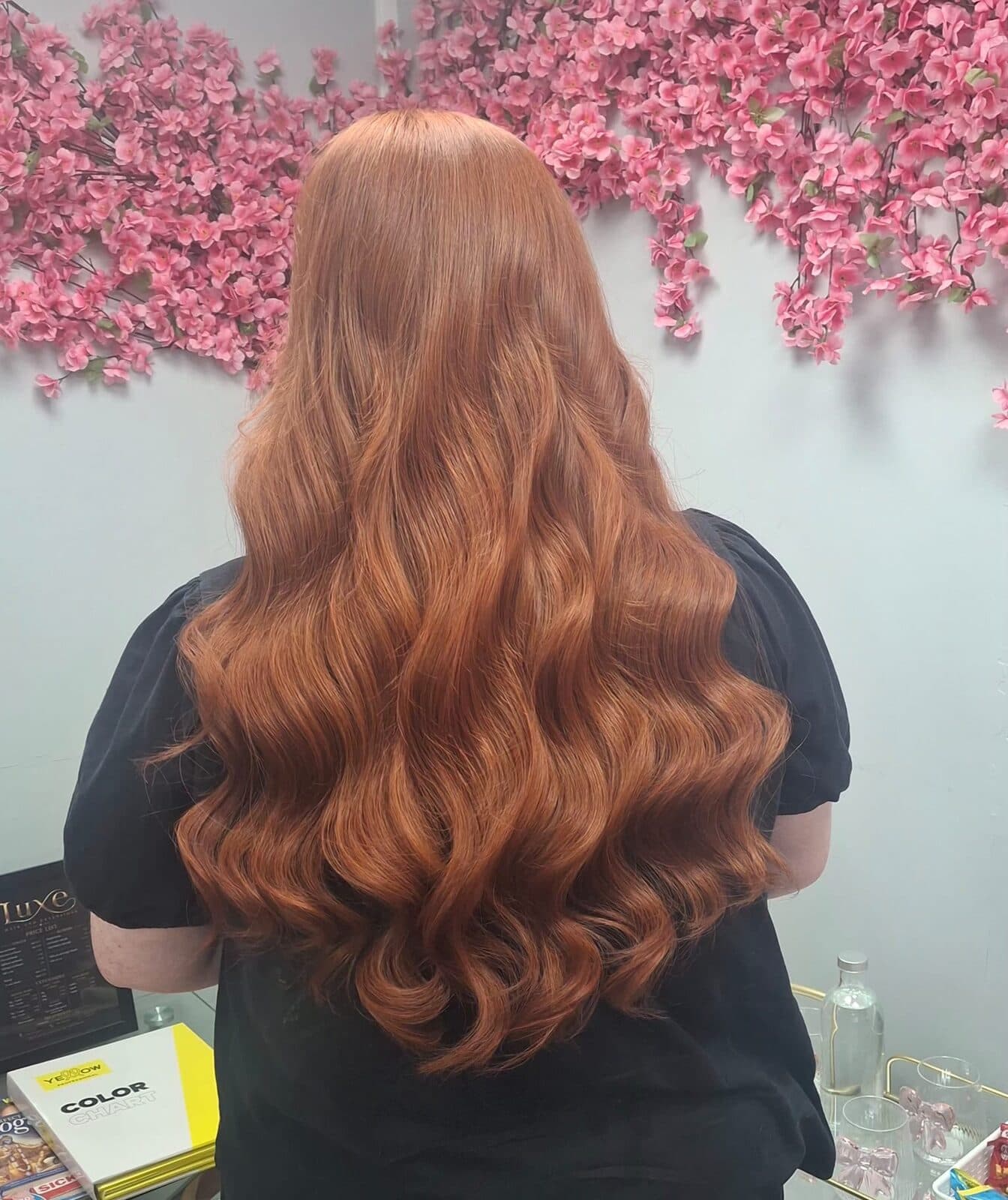 Rich copper red hair colour with soft waves